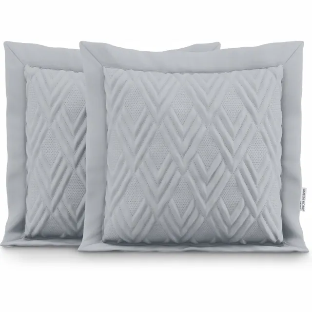 AmeliaHome Decoratieve Kussenhoezen 2 stuks, Gepikte Stijl, 45x45 cm, Staalgrijs