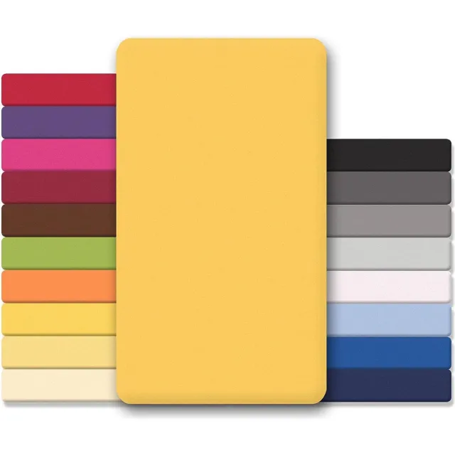 Lucina Topper Hoeslaken Jersey Katoen Stretch - geel 200x200cm - 200x220cm