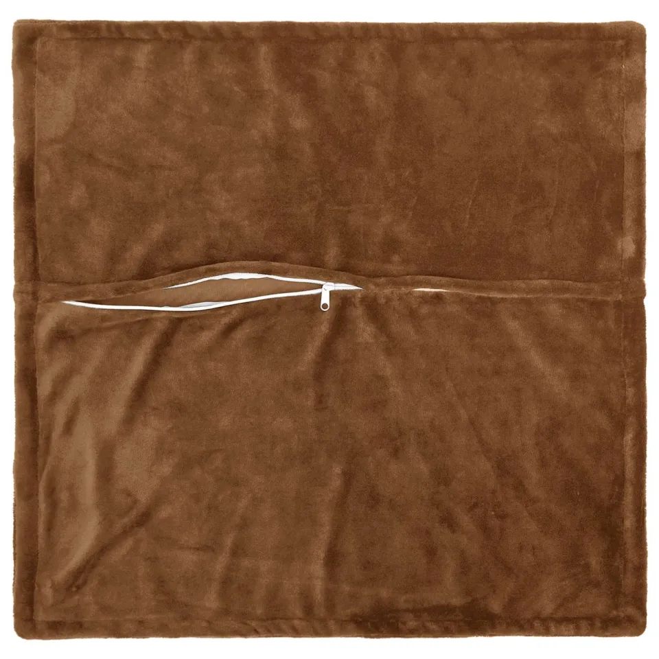 vidaXL Kussensloop 2 st HOUTEN Licht Bruin 60 x 60 cm Flanel, foto 4