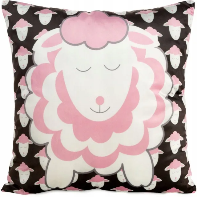 Eurofirany Kinderkussenhoes 45x45 cm met schaapjes - Decoratief en Zacht Zwart;Roze