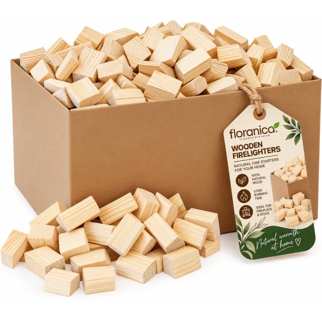 Floranica Geperst Hout 20kg, Ecologische Briketten voor BBQ en Verwarming Natuur
