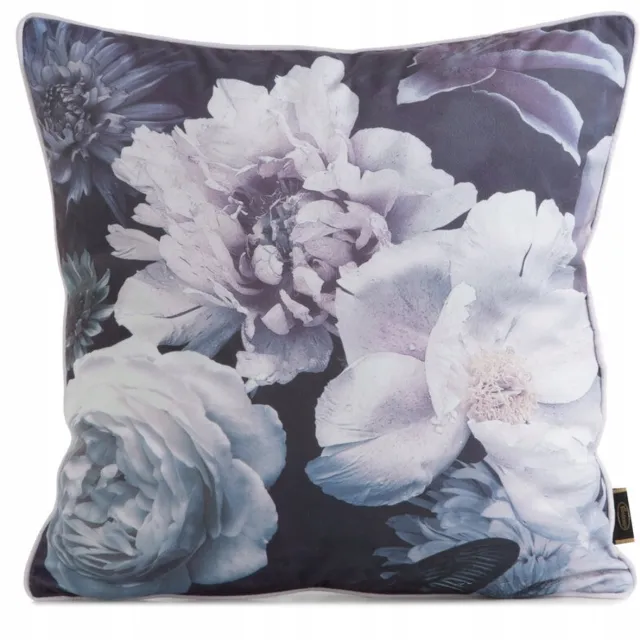 Eurofirany Decoratieve Kussenhoes Fluweel 45x45 cm - Paars met Bloemenprint