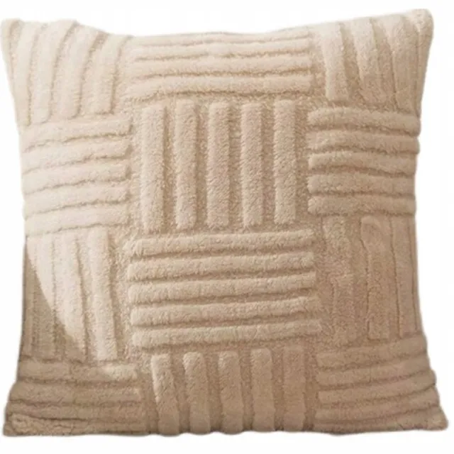 Granda Decoratieve Kussenhoes 45x45 cm - Beige Camel Dik Ruit Kast