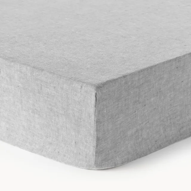Westwing Collection Topper hoeslaken Linna, linnen Grijs