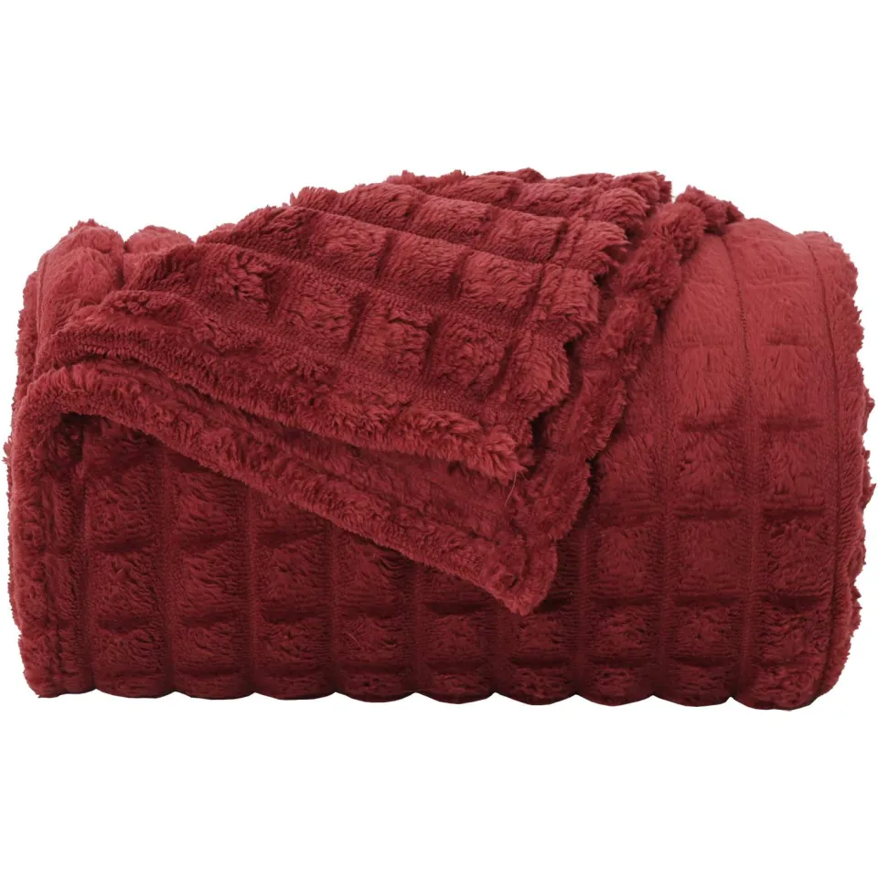 vidaXL Gooi Deken Bordeaux Rood 240 x 220 cm 1,37 kg Fleece, foto 4