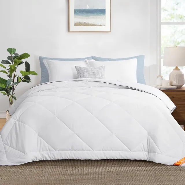 Famanu Lichtgewicht donzen dekbed voor een Frans bed, 200 x 220 cm, microvezel, 150 g/m², ideaal voor de zomer Neutraal