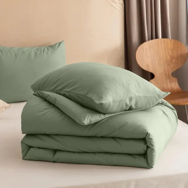 lazy Dekbed zonder Overtrek - Groen - Tweepersoons - 240 x 200 - Wasbaar - Inclusief Kussenslopen