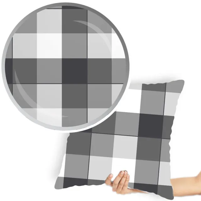 Designpremium Katoenen kussensloop 40x40 cm, grijs-zwart ruitpatroon