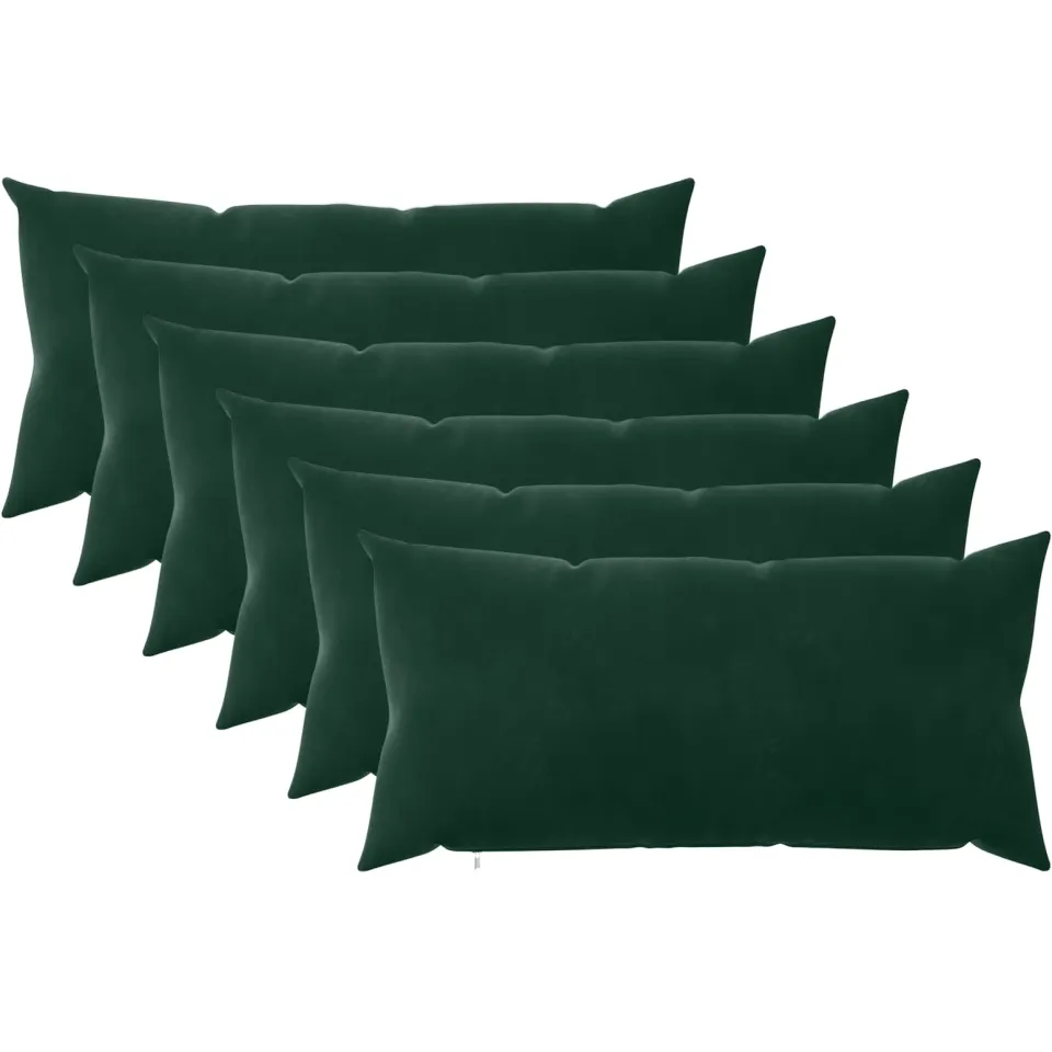 vidaXL Kussensloop 6 st HEERLEN Donkergroen 40 x 70 cm fluweel groen, foto 3
