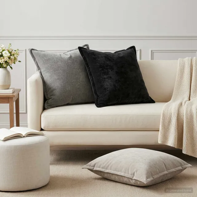 vidaXL Kussensloop 2 st HOUTEN Antraciet 55 x 55 cm Chenille Stof Anthraciet