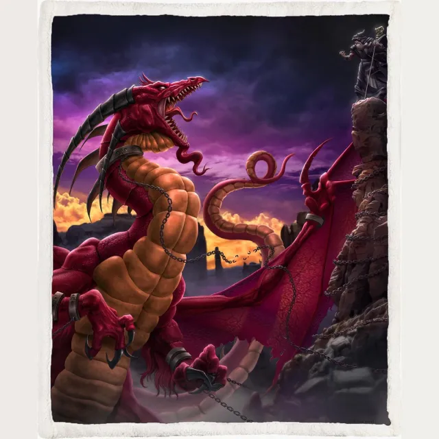 The Coloured House Draak Fleece Deken 150*200cm Chained Pink Dragon Multicolor