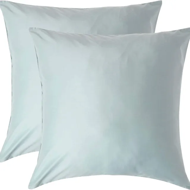 Homescapes Biologisch Kussensloop 80x80 cm – Set van 2 – Eendenei Blauw – 100% Egyptisch Katoen Satijn – Draaddichtheid 400
