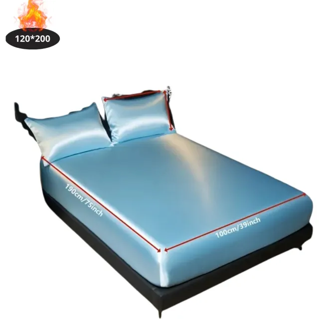 Nivard Satijnen Hoeslaken Set - Inclusief Kussensloop - 2 Delige Set - Beddengoed - Fitted Sheet - Pillow Case - Bed - Lichtblauw 120x200