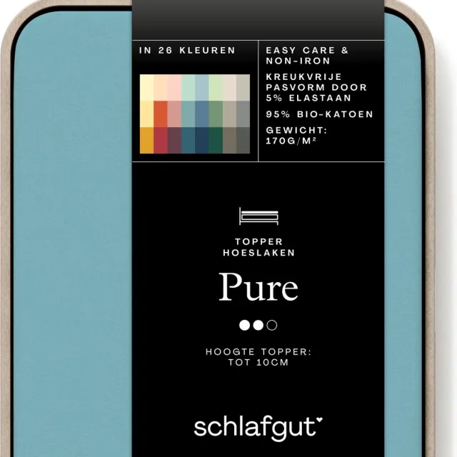 schlafgut Pure Jersey Topper Hoeslaken L - 140x200 - 160x220 467 Petrol Mid