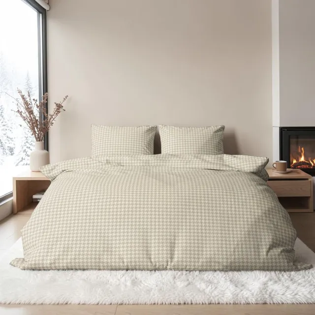 bedlin Dekbedovertrek Flanel - Winter - 240 x 220 cm - Lits-Jumeaux - PIEDDEPOULES Beige