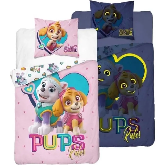PAW Patrol Glow in the dark Paw Patrol dekbedovertrek - Pups rules - katoen Roze