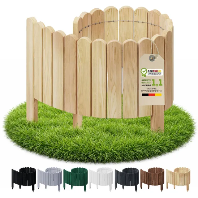Floranica rolborder hout - 100 cm - 30 cm hoog - naturel - ronde bovenkant - boomspiegel - grenen
