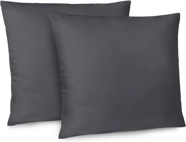 Azalia Set van 2 Kussenslopen 60 x 60 cm - Donkergrijs Microvezel met Ritssluiting