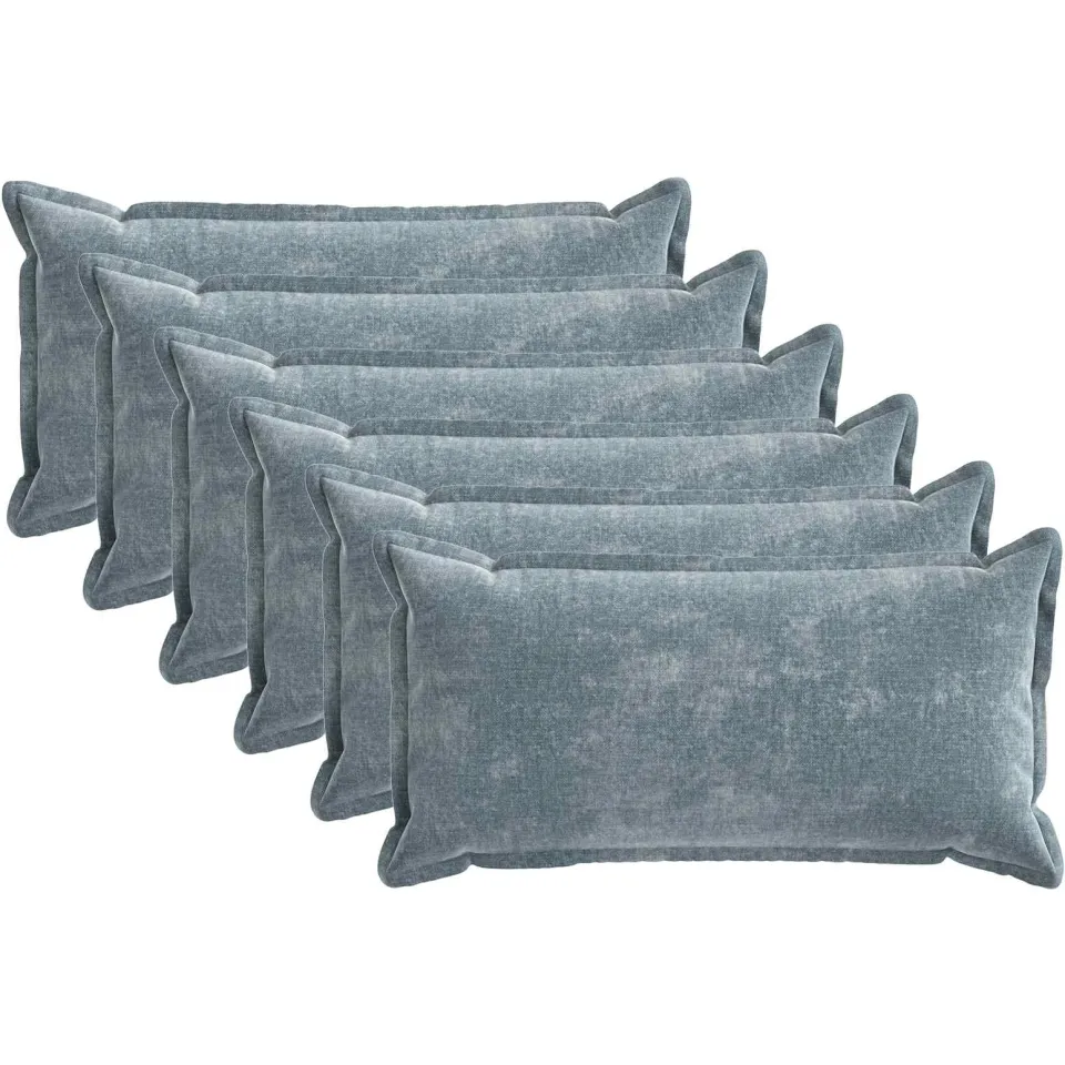 vidaXL Kussensloop 6 st HOUTEN Lichtblauw 40 x 70 cm Chenille Stof blauw, foto 3