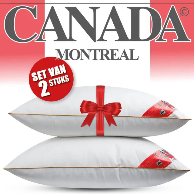 Fabiola Canada Stevig Veren Hoofdkussen - Set van 2 stuks - DownPass gecertficeerde Veren - Ergonomisch - 60x70cm Wit