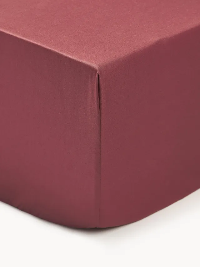 Westwing Collection Divan hoeslaken Premium van katoensatijn Wijnrood