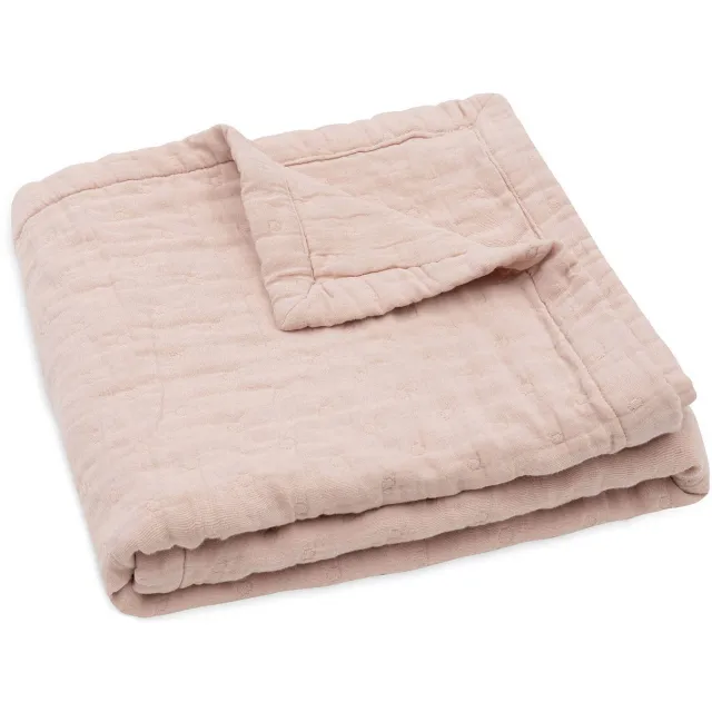 Jollein Jacquard Wild Rose hydrofiele wiegdeken roze