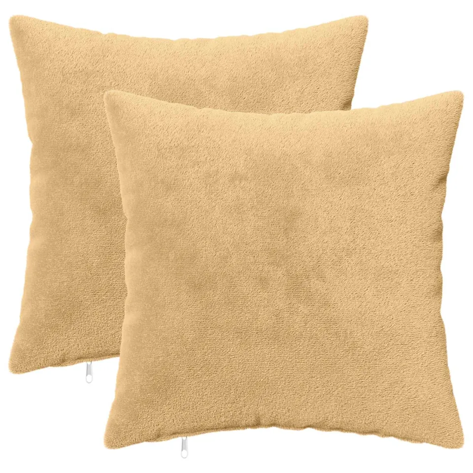 vidaXL Kussensloop 2 st HEERLEN Taupe 45 x 45 cm Flanel, foto 3