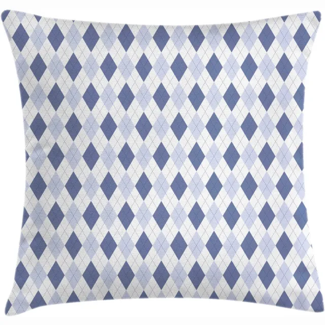 ABAKUHAUS Argyle Kussenhoes – Diagonale ruiten – Dubbelzijdig bedrukt 50x50 cm, Wit/Donkerblauw Wit en Donkerblauw Hemel