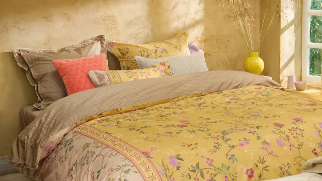 Pip Studio Bodhi Flower dekbedovertrek - Tweepersoons - 200 x 200/220 cm - Geel