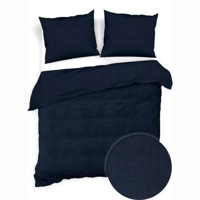 Zohome Velluto-a-Coste Dekbedovertrek - Katoen - Blauw, foto 2