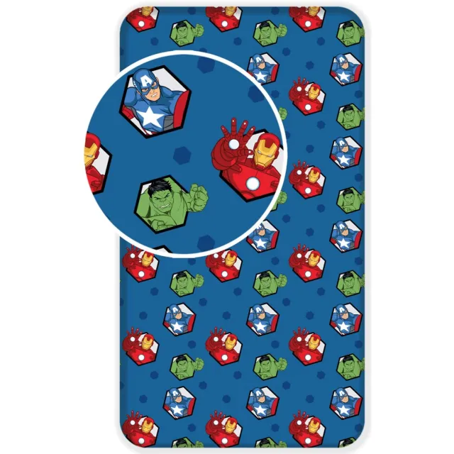 Marvel Avengers Hoeslaken - Eenpersoons - 90 x 200 cm - Blauw