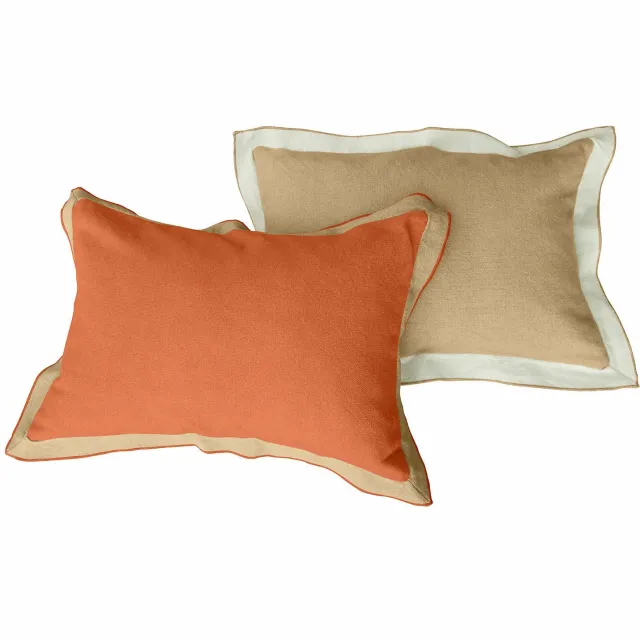 Loberon Kussenhoes set van 2 Florcelles beige/terracotta