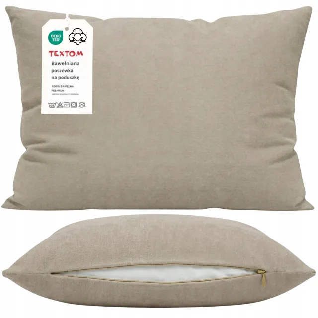 Textom Katoenen Kussensloop 50x70 cm Taupe - Zacht & Ademend