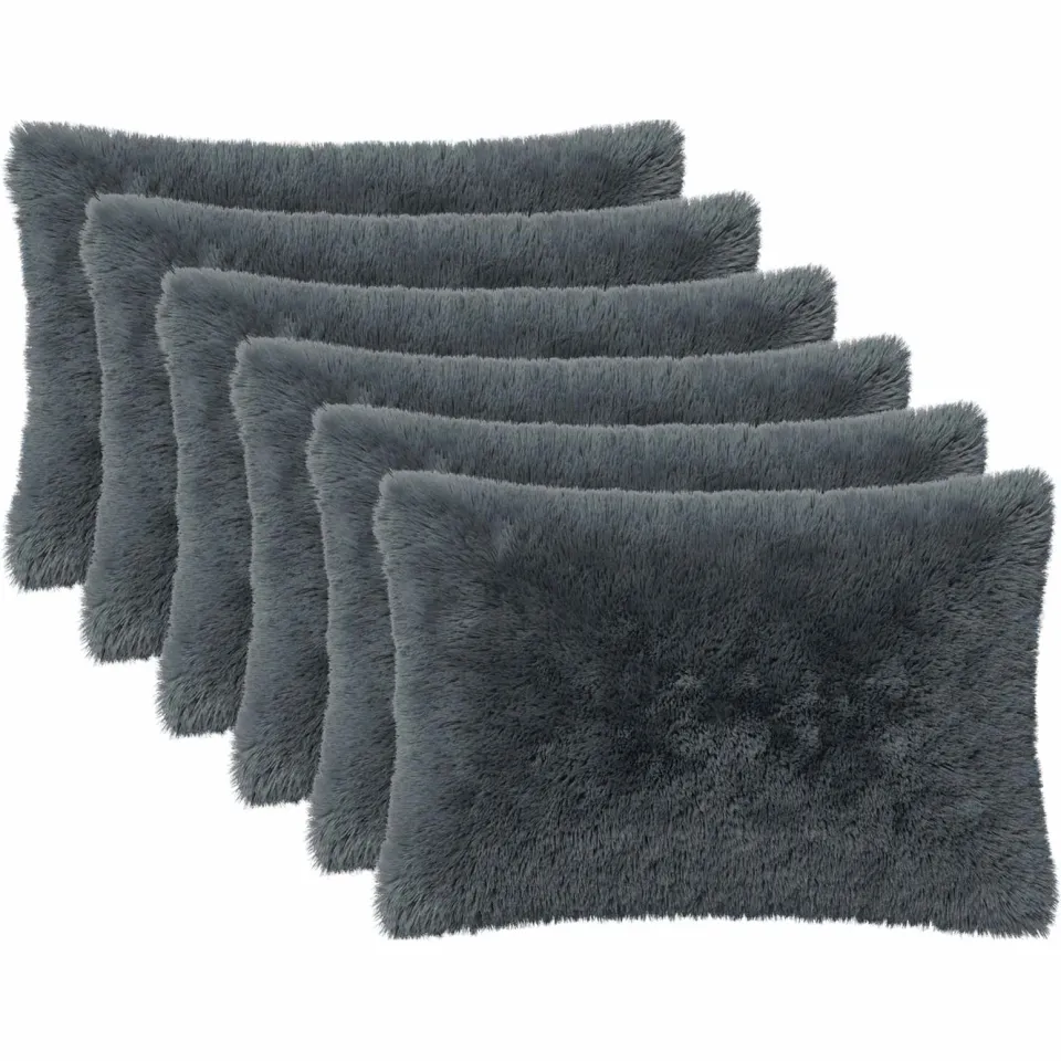 vidaXL Kussensloop 6 st HEERLEN Antracietkleurig 50 x 80 cm PV Fleece Anthraciet