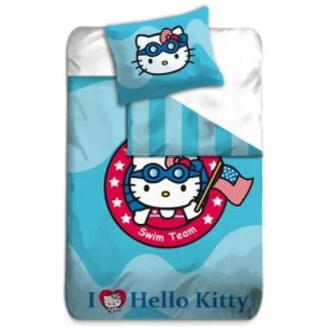 Hello Kitty Dekbedovertrek Swim Team - Blauw