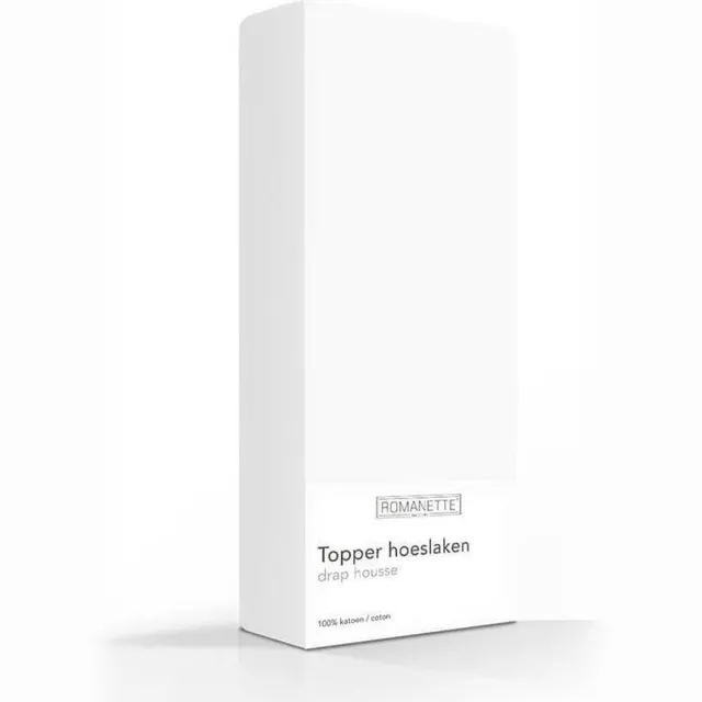 Romanette Topper Hoeslaken Katoen Romanette Wit 180 x 210 cm