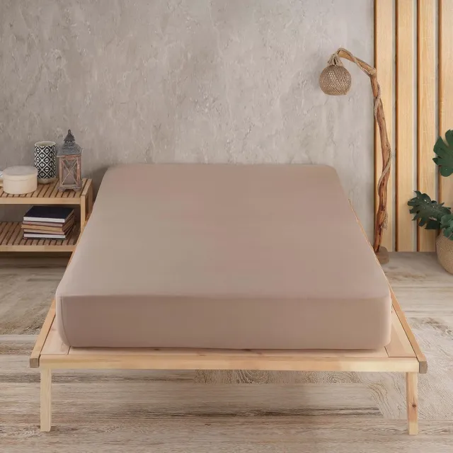 Ibenzoa Zachte en Ademende Katoenen Jersey Hoeslaken - 160 x 200 cm - Voor Ultieme Comfort cappuccino