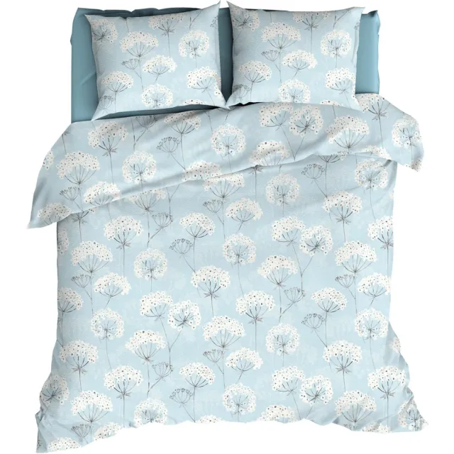 Romanette FLANEL Dekbedovertrek 270x200/220 Sneeuwbloemen iceblue Blauw