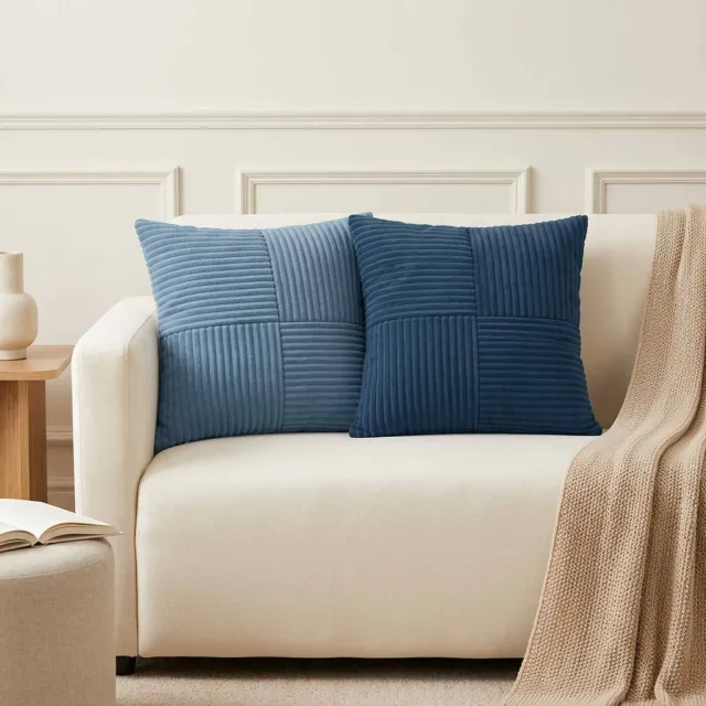 vidaXL Kussensloop 6 st ALMELO Blauw 35 x 35 cm corduroy