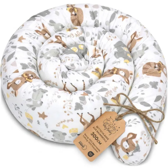 Totsy baby Zijslaper kussen Lichaamskussen 300 cm Katoen - Lang kussen bed rol slaapkussen nek rol Decoratie voor kinderkamer Oeko-Tex Hert Hert (300 cm)