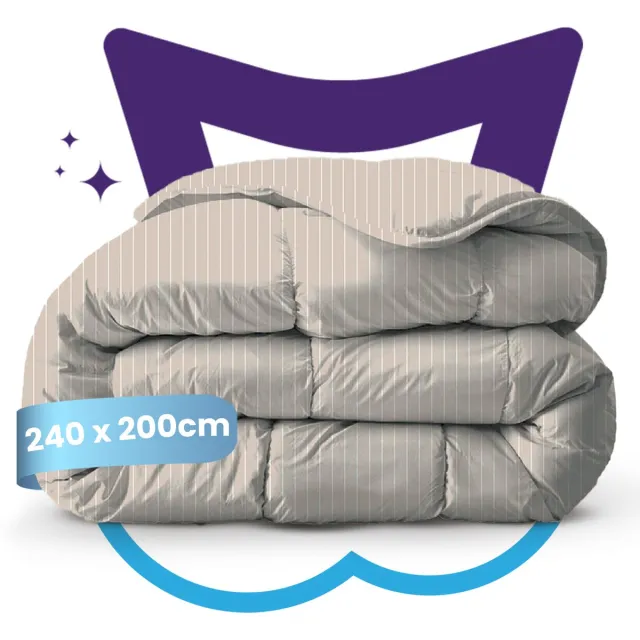 Slaapspeciaal Eazydekbed Series Vivian - Wasbaar Dekbed - Zomerdekbed zonder Overtrek - Hoesloos Dekbed - 2 in 1 Dekbed - Dekbed met Vaste Overtrek - Incl. 2 Kussenslopen - 240x200 cm