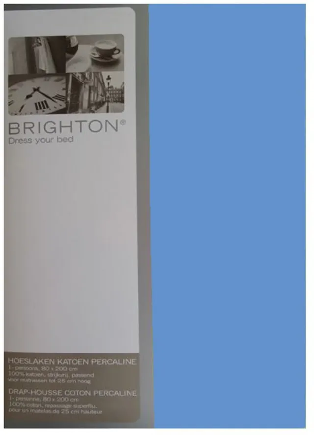 Brighton Hoeslaken - 100% Perkal Katoen - 90x200 cm - Blauw