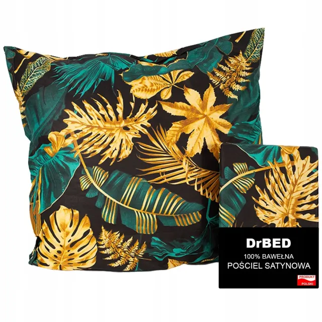 DrBED Bedlinnen Set - 160x200 cm - Satijnen Afwerking - Tropisch Ontwerp - 100% Hoogwaardige Katoen Geel;Groen