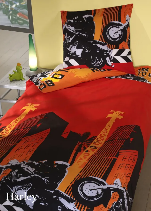 Welterusten katoen dekbedovertrek Harley 1 persoons 140x220 rood