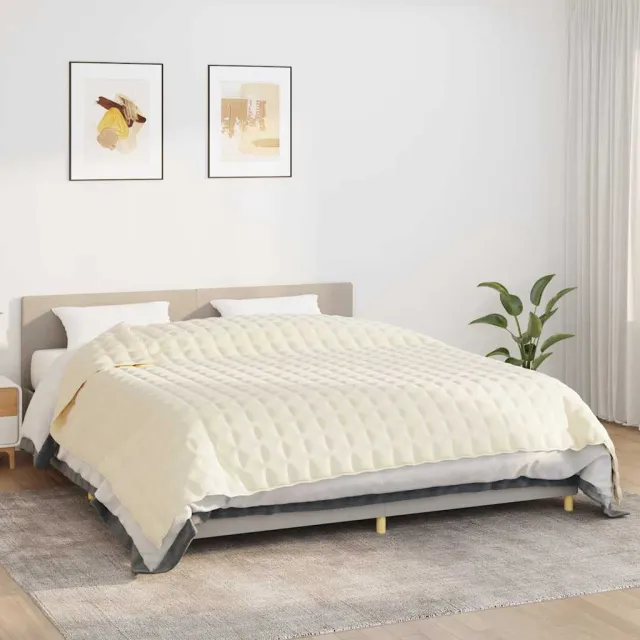 vidaXL Verzwaringsdeken 235x290 cm 11 kg stof lichtcrèmekleurig crème, foto 2