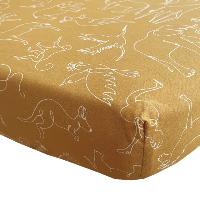 BINK Bedding Hoeslaken Savanne 1 persoonsbed 90 x 200 cm camel, wit