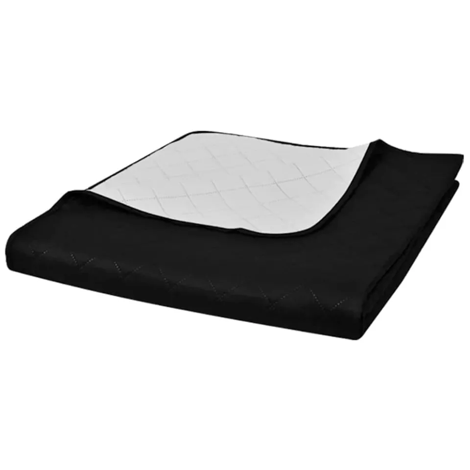 vidaXL Bedsprei gewatteerd dubbelzijdig 230x260 cm zwart/wit