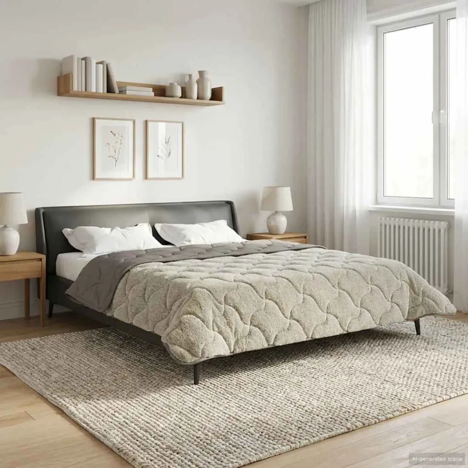 vidaXL Zomer Dekbed 200 x 200 cm Zomer Lichtgrijs Ademend, foto 4