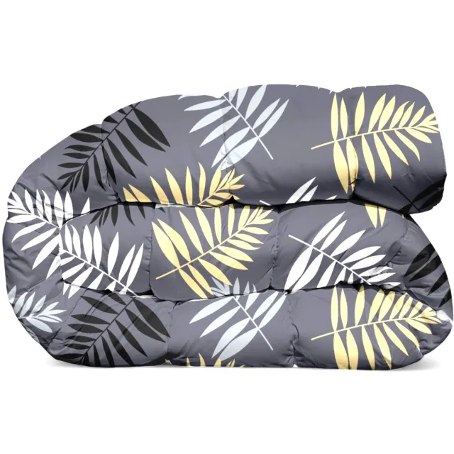 bedlin Premium Dekbed bedrukt - Zonder hoes ( 2 in 1 ) - Tweezijdig - 240 x 220 cm - NewVaren Dark / NewVaren Light Grijs