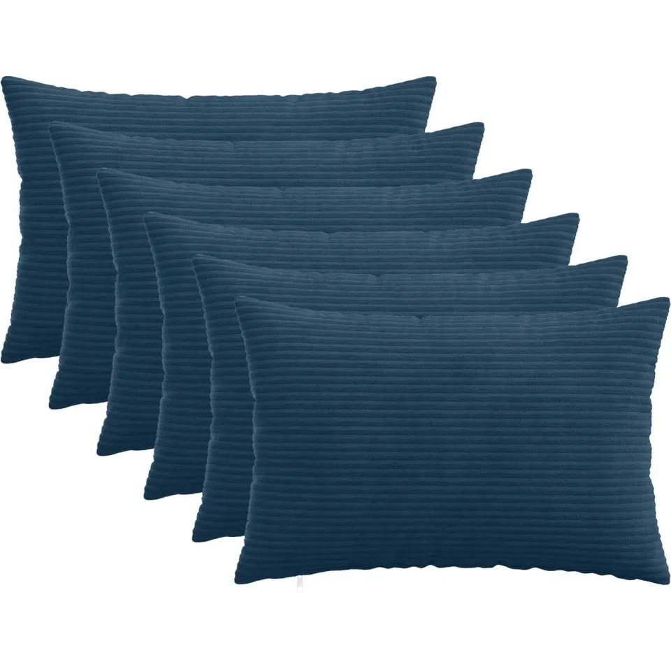 vidaXL Kussensloop 6 st HEERLEN Marineblauw 50 x 75 cm corduroy
